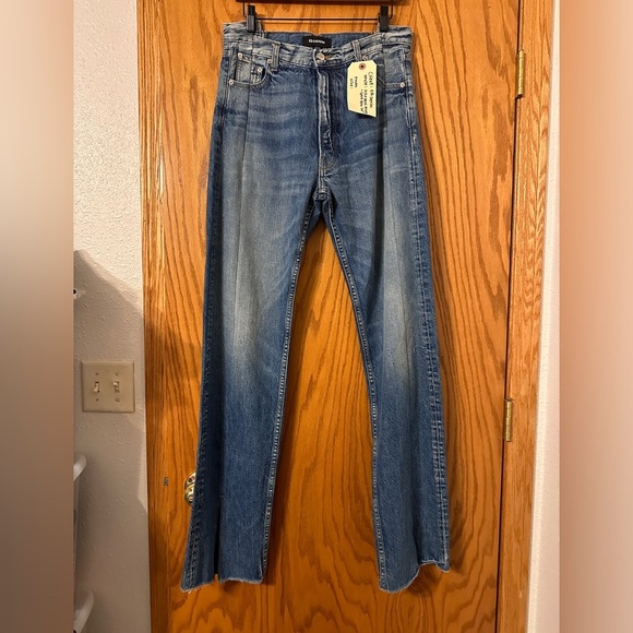 EB Denim His & Hers Block Split Hem Jeans - Measures 30 No Size Tag - Picture 3 of 15
